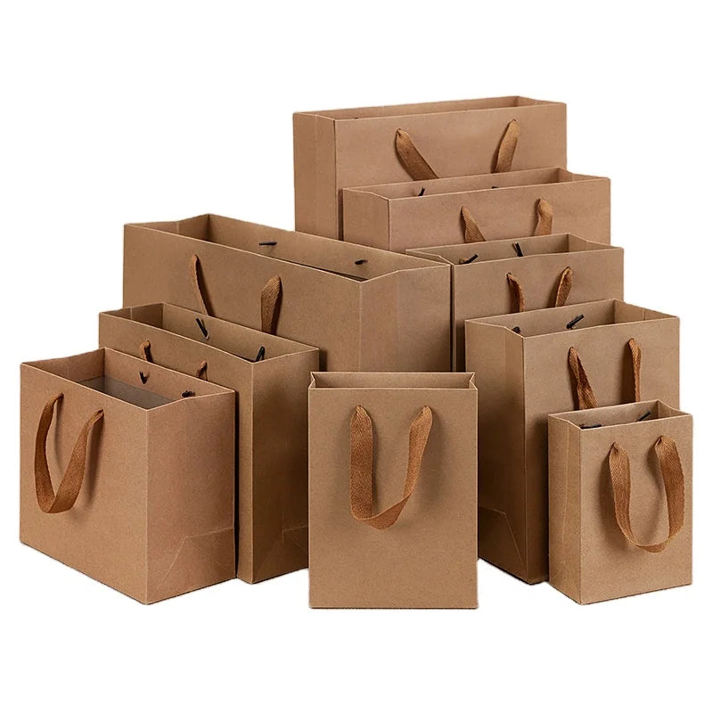 Printed Logo Household Supplies Paper Bag Brown Clothing Shoes Household Goods Paper Bag Handle Kraft Paper Bag