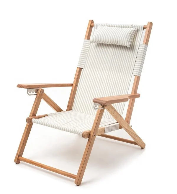 For  LAUREN'S SAGE STRIPE Luxury Customized Folding Beach Chair Portable with Backpack for Outdoor Camping Beach Use