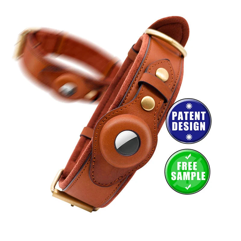 Luxury Classic Vegan Genuine Leather Dog Collar Custom Colors Softly Padded Waterproof Features Featuring Solid Ribbons