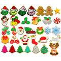 Christmas Design Embroidered Patch Iron on Gold/Sliver Edge Snowflake Santa Reindeer Gingerbread Man Christmas Chenille Patches