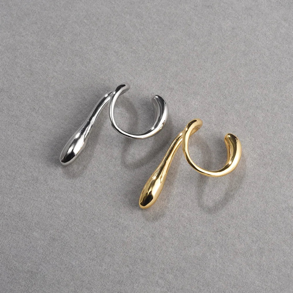 New 18k Gold Plated Brass Water Drop Irregular Opening Personalized Luxury Women Earrings Wholesale