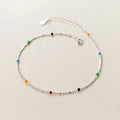 Korean Style 925 Sterling Silver Summer Foot Jewely Anklet Rainbow Beads Anklets for Women Girls