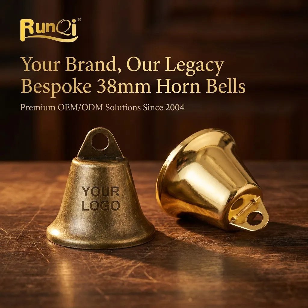 High Quality Bronze Color Metal Crafts Horn Shape Jingle Bell Holy Style Hanging Christmas Bell for Festival Decor