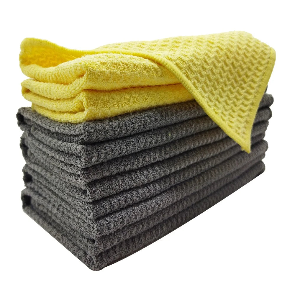 DAHUI  Microfiber Cleaning Cloth Waffle Hand Towels Household Glass Window Cleaning Towel