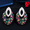 Unique Fancy Multi Color Cubic Zirconia Long Drop Big Luxury Party Earrings for Women Fashion Designer Bridal Wedding Jewelry