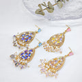 Ilona Luxury Female Retro Stud Earrings Handmade Dangle High Sense Pearl Crystal Pendant Vintage Style for Anniversary