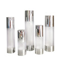 Lotion Pump Airless Bottle Silver Frost Empty AS Plastic Refillable Cosmetic Emulsion Packaging Container 15ML 30ML 50ML 100ML