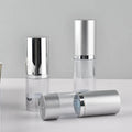 Luxury Empty 15ml 30ml 50ml Glossy Matte Silver UV Electroplated Airless Cream Pump Bottle for Lotion
