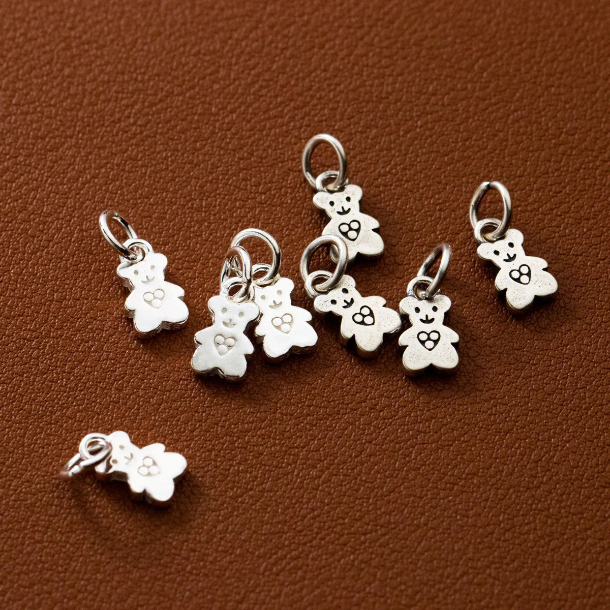 Vintage Lovely S925 Heart Bear Charm for Diy Bracelet Women Accessories