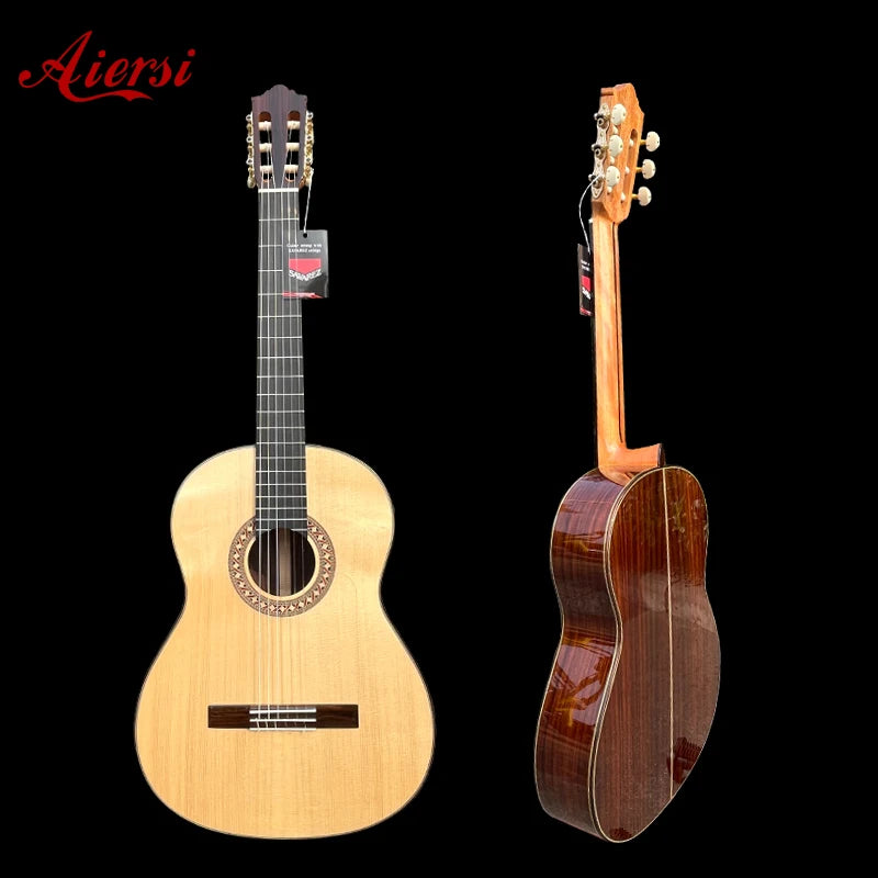 Aiersi High Grade Solid Spruce Top Rosewood Back&side High-glossy 39 Inch Flamenco Classical Guitar for Sale