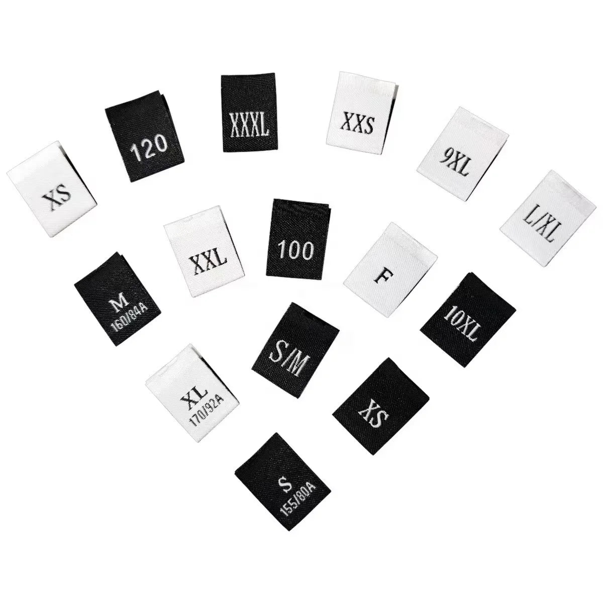 Ready to Ship Adhesive Sticker Woven Size Number Clothing Labels Neck Tag for Garment Size Tag