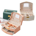 Multifunctional Storage Drawer Case Large 3-Tier PU Leather Jewelry Organizer with Mirror for Necklace Bracelet Watch Earrings