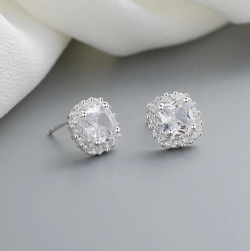 925 Sterling Silver Stud Earrings Cubic Zirconia Jewelry Wholesale Hd Accessories Customized Earrings