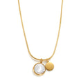 White Shell 18k Gold Filled Simple Elegant Jewelry Stainless Steel Clavicle Chain Double Round Pendant Necklace for Women