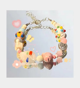 Y2K Candy Color Sweet Colorful Beaded Bracelet Summer Beach Bracelet Diy Bohemian Star Heart Handmade Beaded Bracelet
