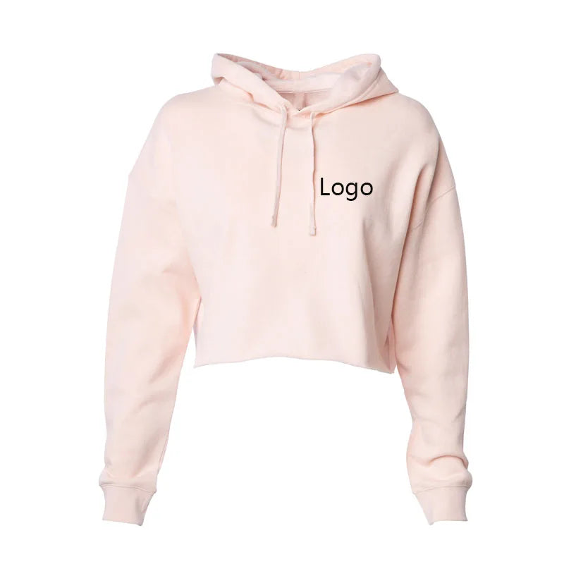 Hoodies Manufacturer Custom Logo Soft French Terry Breathable Women High Quality Pullover Cropped Top Hoodie