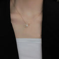 Ins Women Fashion Jewelry Gold Plated Metal Chain Collar Necklace Korean Elegant Geometric Pearl Pendant Necklace