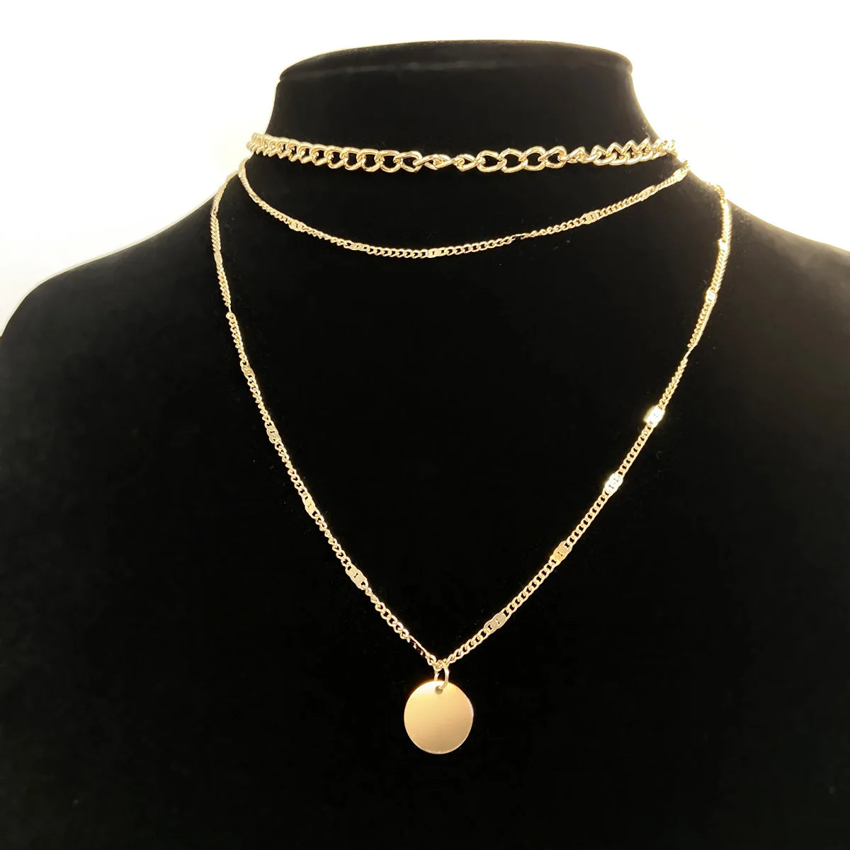 Wholesale High Quality Simple Circle Pendant Long Sweater Chain Necklace