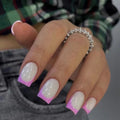 24 Pcs Short square Shape French Fake Nail False Nail Artificial