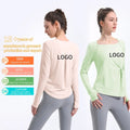 Women's Breathable Long Sleeve Yoga Top Quick Dry Lightweight Solid Print Loose Fit for Running Fitness Training Gym Sports