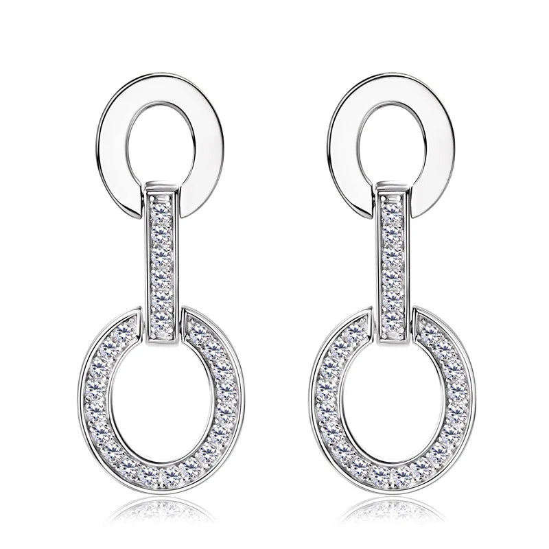 Wholesale  Iced Out Grade D Moissanite Earrings 925 Sterling Silver  0.36ct+0.36ct Moissanite GRA Certified Drop Earrings Women