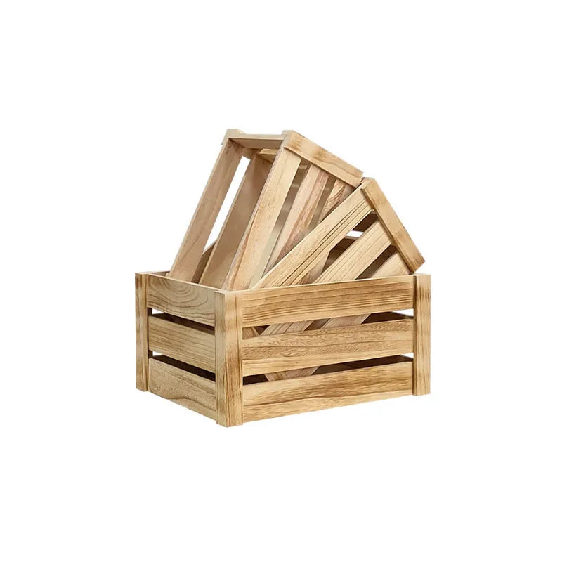 Vintage Distressed Wooden Crate Custom Modern Wooden Frame Box for Wedding Display Storage Supermarket Soft Decoration