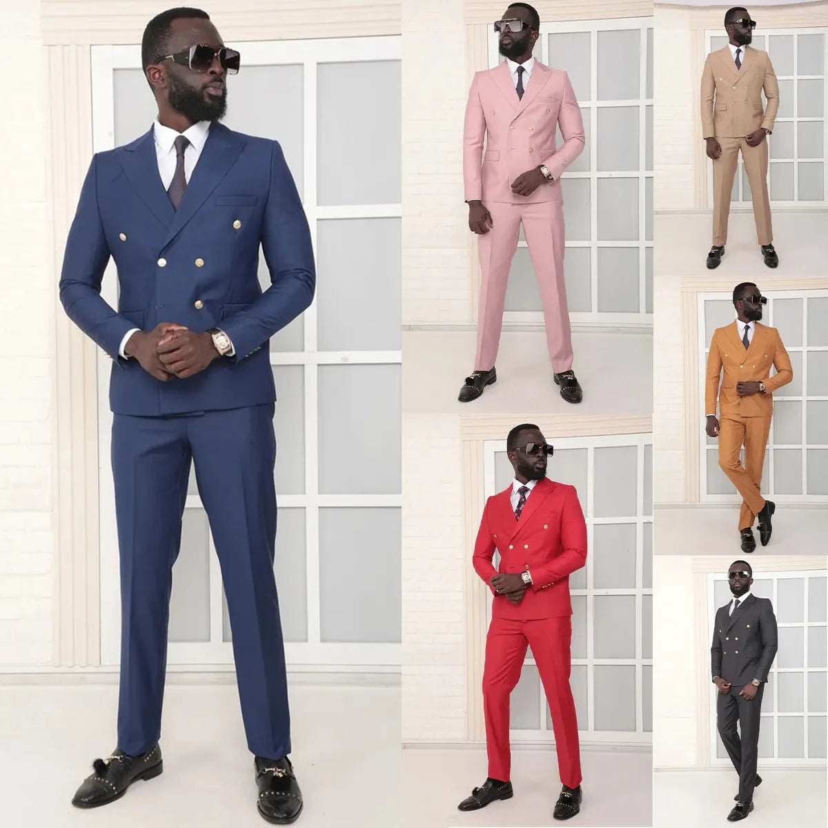 Handsome Double Breasted Men Wedding Tuxedos 2 Pieces(Jacket+Pant)  Mens Outfits Business Formal Party Wear Suits