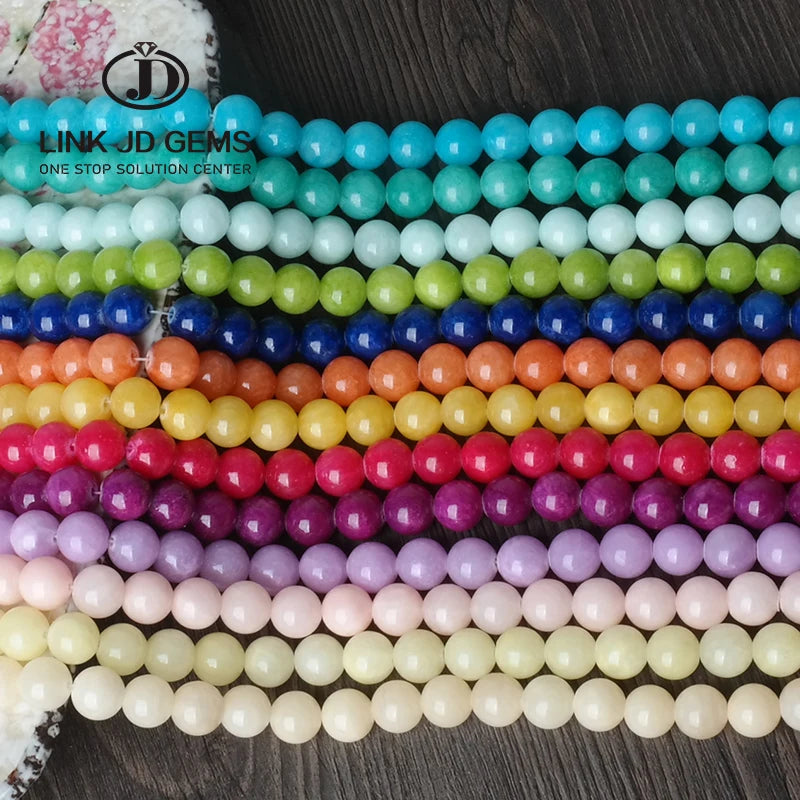 4-14mm Natural Cloud Jade Gemstone Beads Colorful Smooth Round Pick Sizes for Fine Jewelry Making Red/Green/Blue/Pink