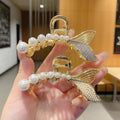 New Fashion Mermaid Tail Catch Clip Crystal Rhinestone Hair Claw  Pearl Large Hair Grips Hair Bobby Pin for Women