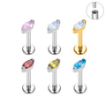 Wholesale Orthodox Lip Labret Piercing Ring Marquise CZ Internally Threaded Titanium G23 Gold Plated Claw Setting ASTM F136