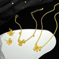 DAIHE New Fashion Bows and Orchids Jewelry Necklace Earrings Bracelet Three-Pieces Set