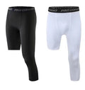 Men Basketball Single Leg Tight Sports Pants 3/4 One Leg Compression Pants Athletic Base Layer Underwear