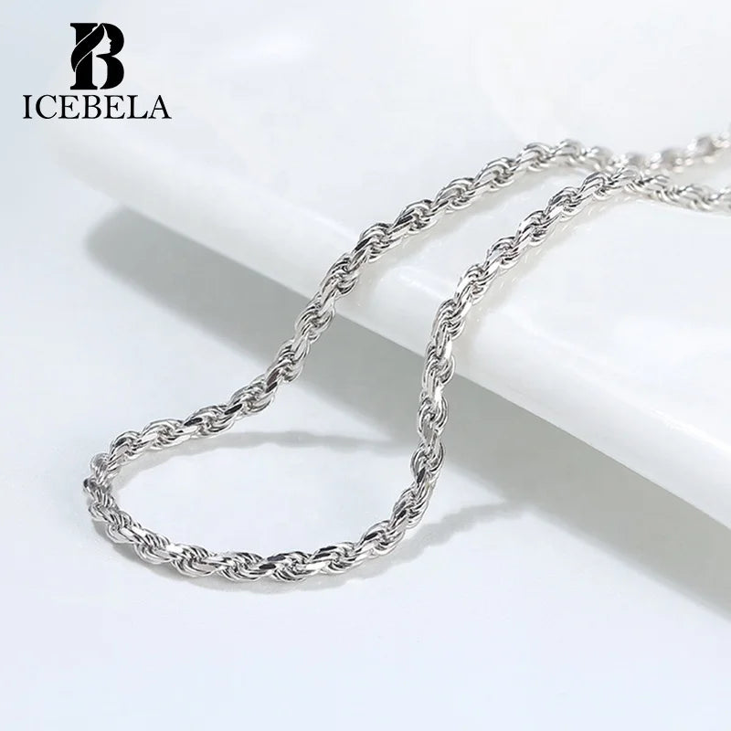 Wholesale Elegant 18k Gold Plated Custom 925 Silver Luxury Minimalist Fine Jewelry Rope Chain Necklaces for Women