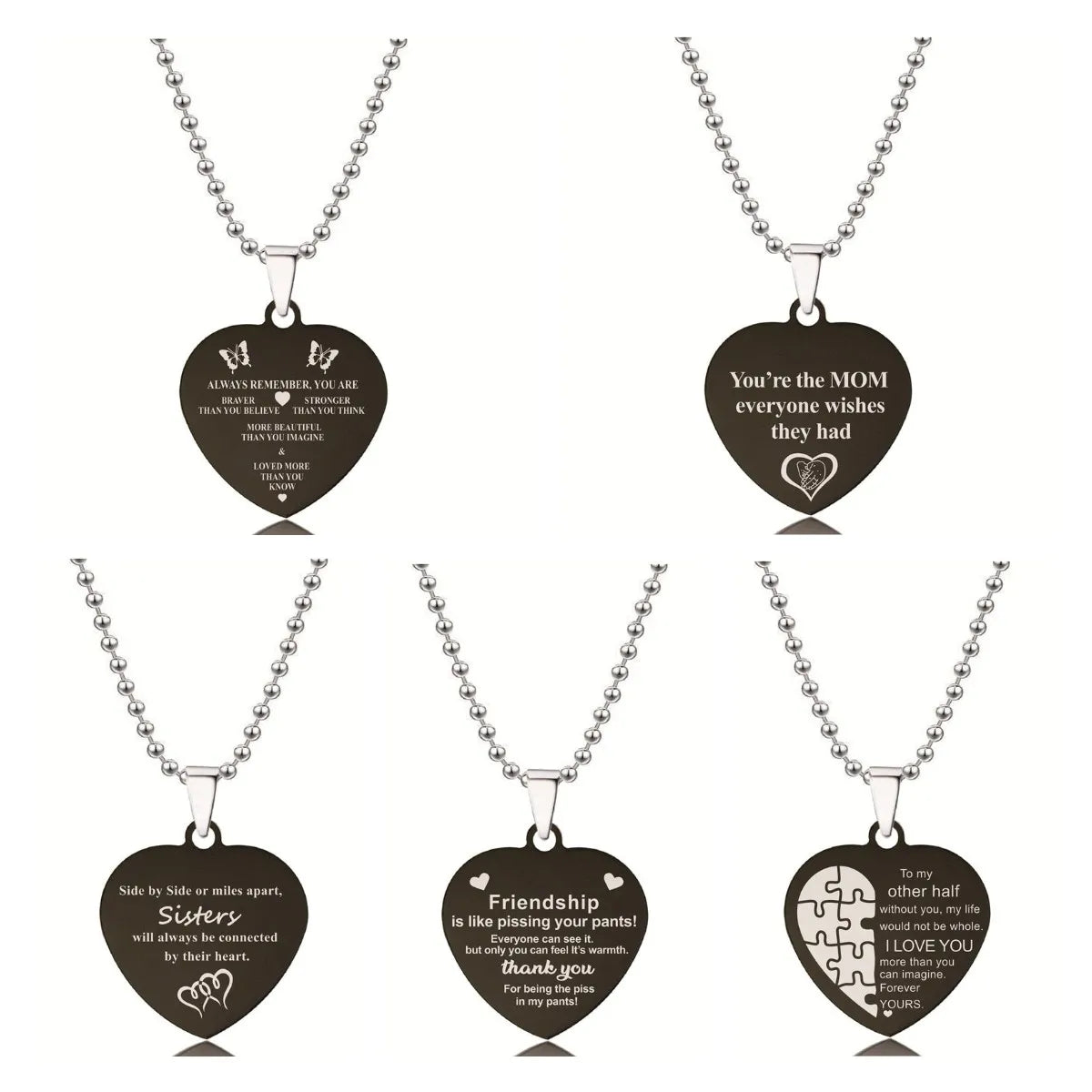 Stainless Steel Black to My Granddaughter Daughter Best Friend Grandson Son Sister Mom Dad Nephew Niece Friends Family Necklace