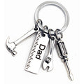 Happy Fathers Day Gift Set Stainless Steel Light Keychain Including Screwdriver Hammer Wrench Tool for Dad