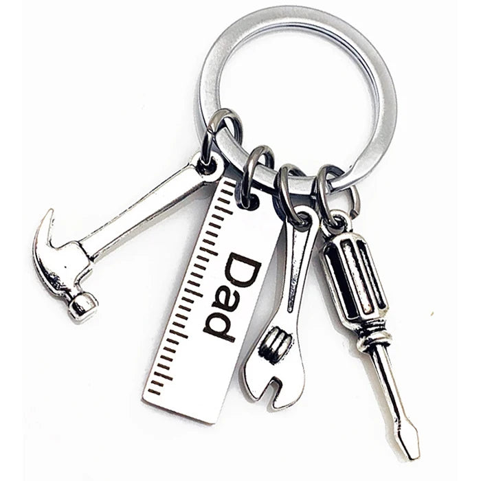 Happy Fathers Day Gift Set Stainless Steel Light Keychain Including Screwdriver Hammer Wrench Tool for Dad