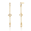Europe and America Fashion 925 Sterling Silver square Zircon Long Chain Tassel Earrings Women Gold Plated Stud Earrings