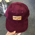 Free Sample Gorros Custom Unstructured Soft Embroidery Logo 5 Panel Flat Brim Corduroy Leather Patch Letter Cap Snapback Hats