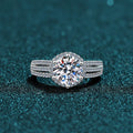 Silver 925 Original 3 Carat Diamond Test Past Round Excellent Cut Sparkling D Color Moissanite Engagement Ring Gemstone Jewelry