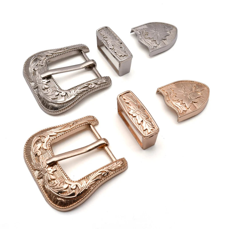 Wholesale Custom Cowboy  Belt Buckle 3 Pieces Metal Western Cowboy Belt Buckle
