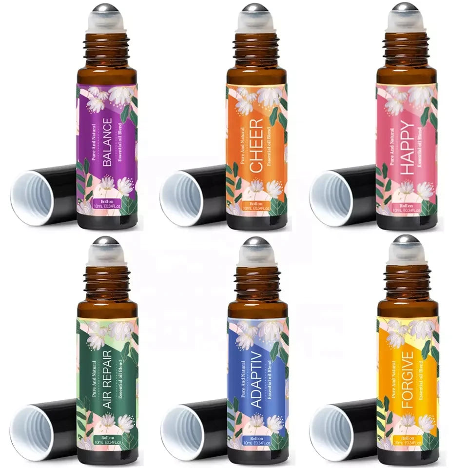 Wholesale Aromatherapy Oils Private Label 10ml Roll on Bottle Blended Essential Oil Roller Calm Breathe Soothe and Renew