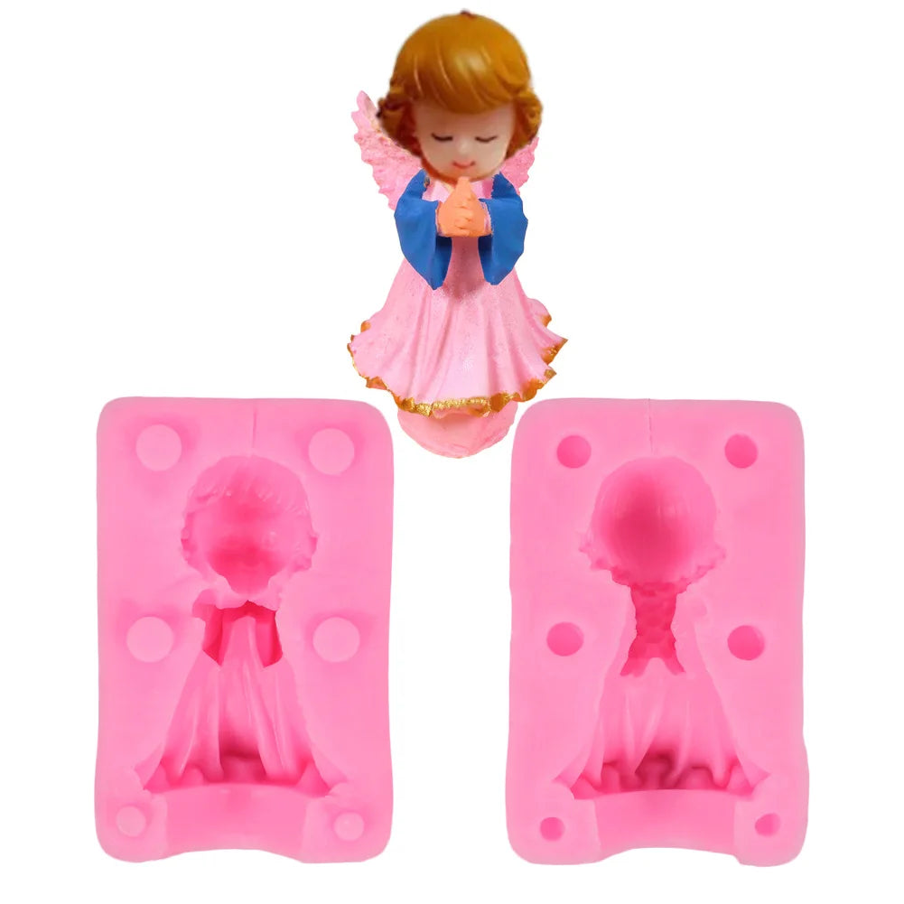 DIY Three-dimensional Angel Girl Angel Boy Candle Silicone Mold Lollipop Soap Mold Drop Glue Mold Baking Cake