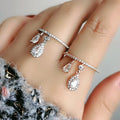 CAOSHI New Design Water Drop Crystal Cubic Zirconia Pendant Ring for Women Wedding Silver/Gold/Rose Gold Plated CZ Opening Rings