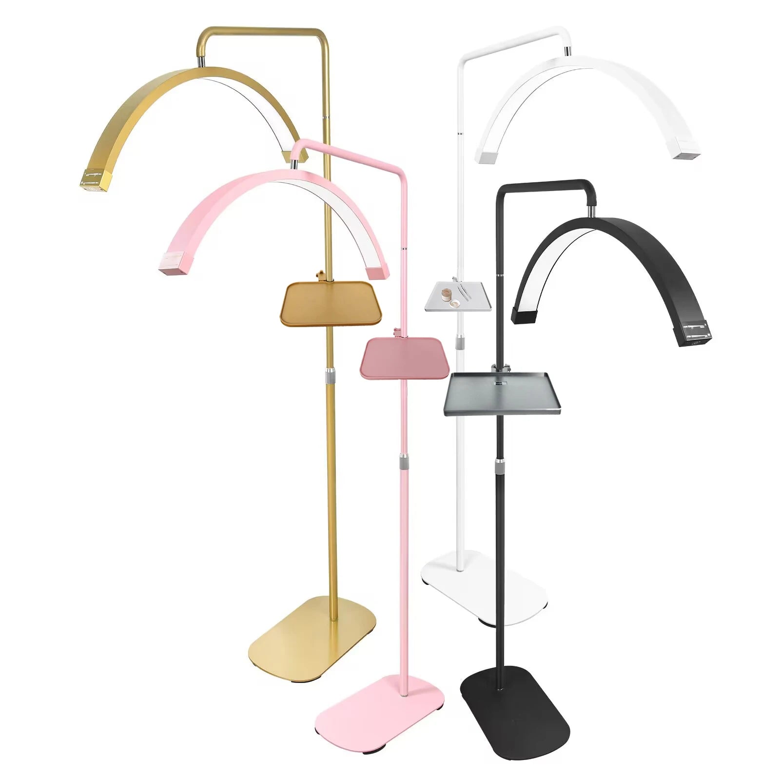 Fosoto 28Inch Floor Lamps Beauty Salon Lash Light Led Gold Half Moon Lamp Photography Fill Light for Lash Extension EyeLashes