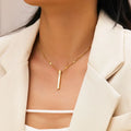 NS1407 Dainty Minimal Skinny Mother of Pearl Shell Vertical Bar Layering Necklace Waterproof Simple Everyday Delicate Necklace