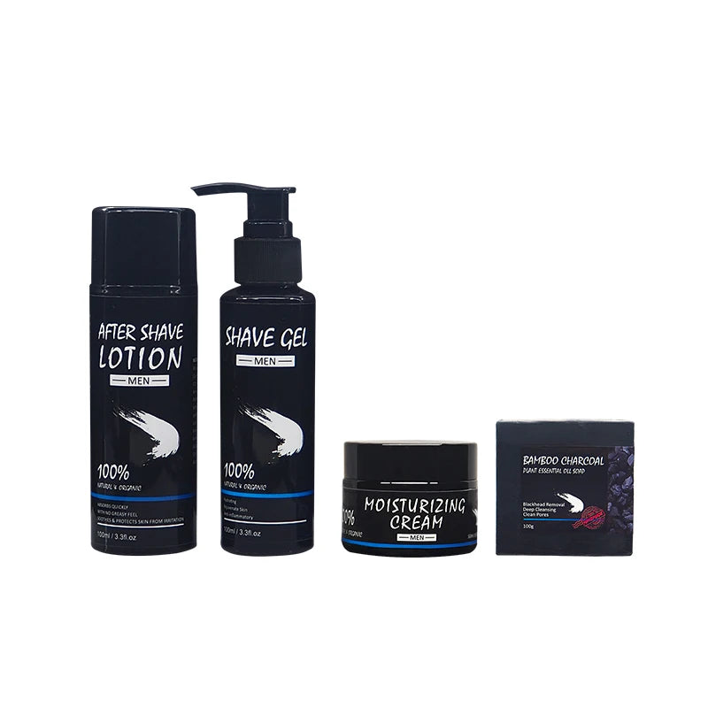 AiXin Private Label Bamboo Charcoal Soap Shaving Gel Lotion Moisturizer Men's Skin Care Set Shave Set Beard Care Set for Men