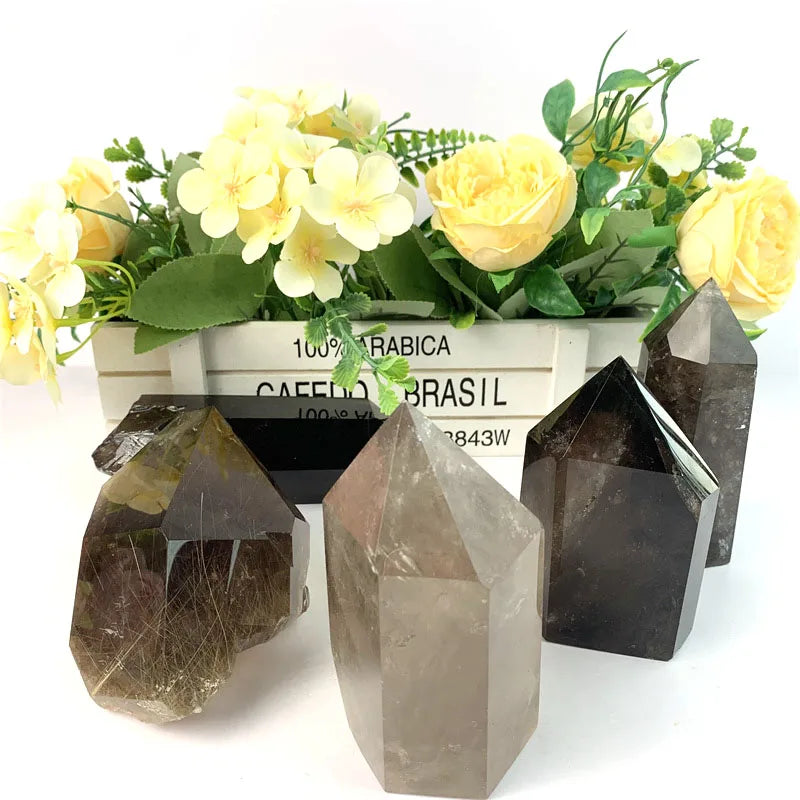 Natural High Quality Meditation Polishing Smoky Quartz Crystal Stone Raw Tower for Home Decoration