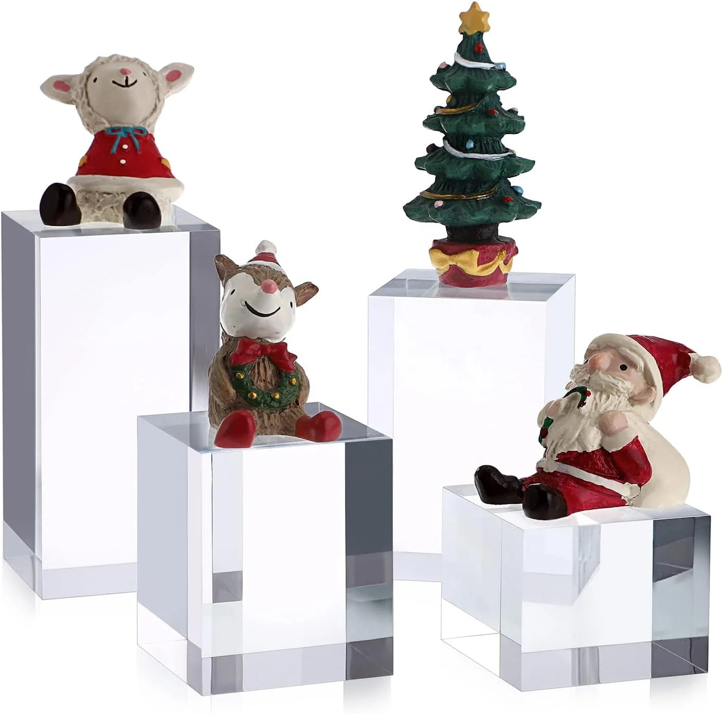 Acrylic Clear Square Display Risers Stand with 50mm Thickness and Custom Sizes for Jewelry Perfume Collectibles Organization