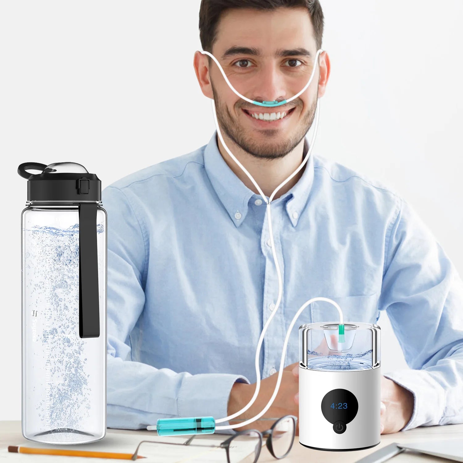 PEM Electrolysis Hydrogen Bottle Water Portable BPA Free Hydrogen Water Bottle with Inhalation Function