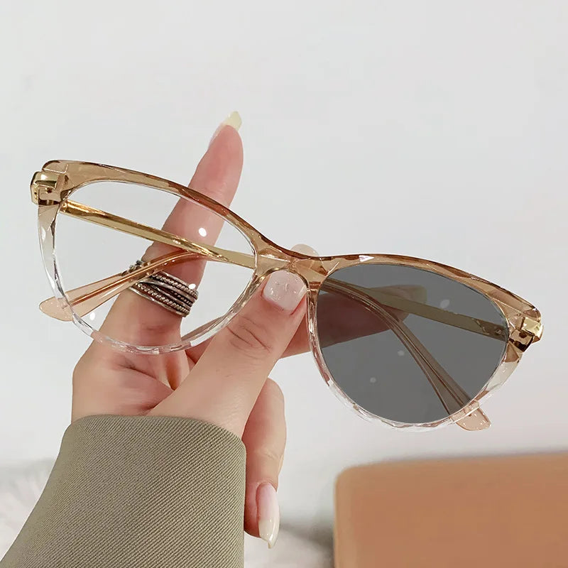 MK24011801 Photochromic Glasses for Men Women Plastic Metal Small Size Cat Eye Ladies Female Lunettes Anti-blue Light Eyeglasses